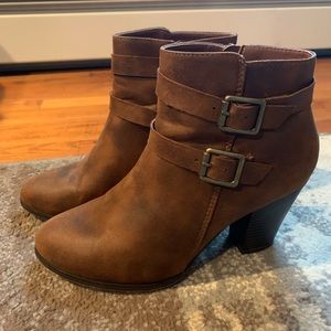 Brown heeled booties